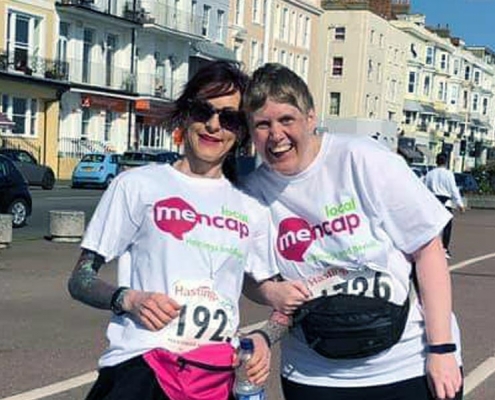 Jean and Hailey pose at the Hastings Half marathon fundraising